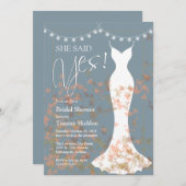 Sie sagte ja Fall Blue Bridal Dusche Einladung (Vorne/Hinten)