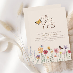 Sie sagte Ja, farbige Wildblume Engagement Party Einladung