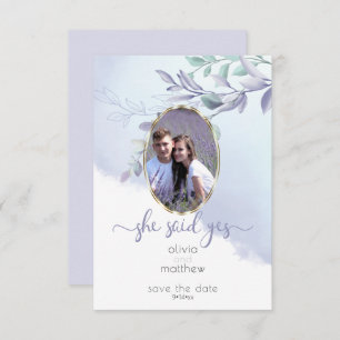 Sie sagte: Ja Floral Oval Save the Date Einladung