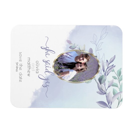 Sie sagte: Ja Floral Oval Save the Date Magnet (Horizontal)