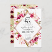 Sie sagte ja, florale Engagement Partei Einladung (Vorne/Hinten)