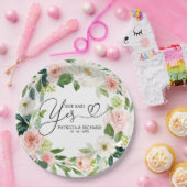 Sie sagte ja, florales Engagement Party-Platte Pappteller (Party)