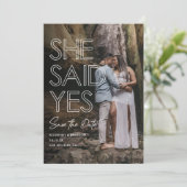 Sie sagte ja Foto Save the Date (Stehend Vorderseite)