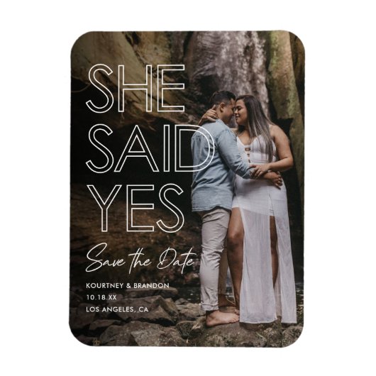 Sie sagte ja Foto Save the Date Magnet (Vertikal)