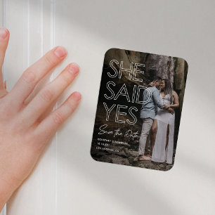 Sie sagte ja Foto Save the Date Magnet