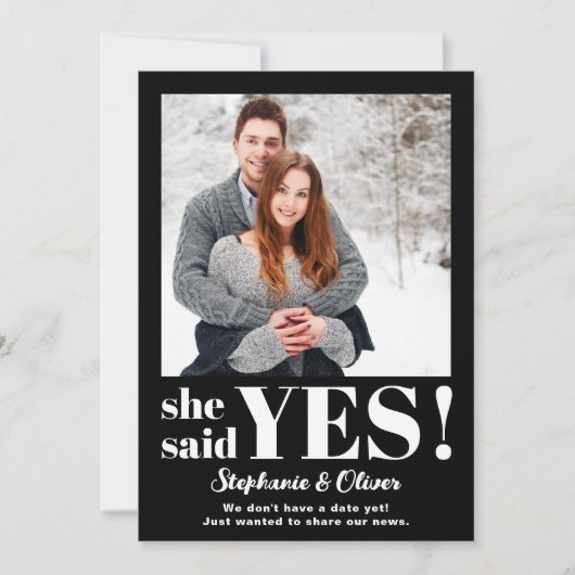 Sie sagte ja Foto Verlobung Ankündigung (Vorderseite)
