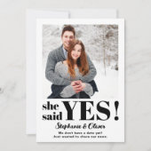 Sie sagte ja Foto Verlobung Ankündigung (Vorderseite)