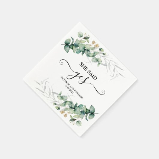 Sie sagte ja, Goldene Verlobung Serviette (Ecke)