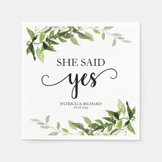 Sie sagte ja, Goldene Verlobung Serviette (Vorderseite)