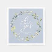 Sie sagte ja Greenery Eucalyptus Brautparty Nicker Serviette (Vorderseite)