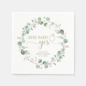 Sie sagte ja Greenery Eucalyptus Brautparty Nicker Serviette (Vorderseite)