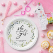 Sie sagte ja Greenery Eucalyptus Brautparty Pappteller (Party)