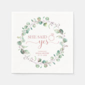 Sie sagte ja Greenery Eucalyptus Brautparty Serviette (Vorderseite)