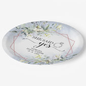 Sie sagte ja Greenery Geometric Bridal Napkins Pap Pappteller (Schrägansicht)