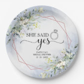 Sie sagte ja Greenery Geometric Bridal Napkins Pap Pappteller (Vorderseite)