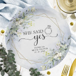 Sie sagte ja Greenery Geometric Bridal Napkins Pappteller<br><div class="desc">Sie sagte ja Greenery Geometric Bridal Napkins Papierplatte</div>