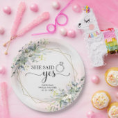 Sie sagte ja Greenery Geometric Bridal Pappteller (Party)
