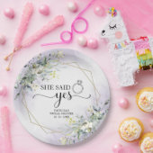 Sie sagte ja Greenery Geometric Bridal Pappteller (Party)