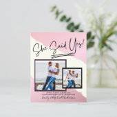 Sie sagte ja! Handgeschriebene Foto-Engagement-Par (Stehend Vorderseite)