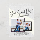 Sie sagte ja! Handgeschriebene Foto-Engagement-Par (Vorne/Hinten)