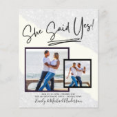 Sie sagte ja! Handgeschriebene Foto-Engagement-Par (Vorderseite)