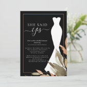 Sie sagte ja, Herbstlaube in Aquarellfarben Brautp Einladung (Stehend Vorderseite)