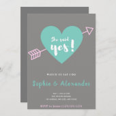 Sie sagte ja Hochzeitseinladung Einladung (Vorne/Hinten)