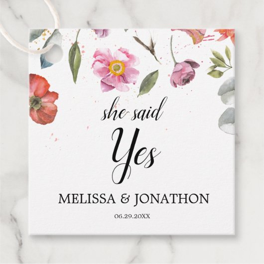 Sie sagte ja, Hübsche Blumenbindungspartei des Frü Geschenkanhänger (Vorderseite)