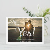 Sie sagte ja, ich bin eine neue Foto-Engagement-Pa Einladung (Stehend Vorderseite)