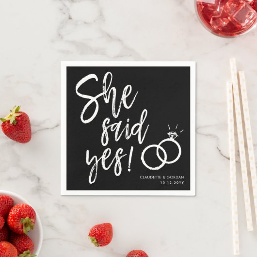 Sie sagte ja! | In-Party-Script schwarz Serviette (Beispiel)