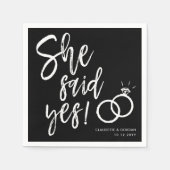 Sie sagte ja! | In-Party-Script schwarz Serviette (Vorderseite)