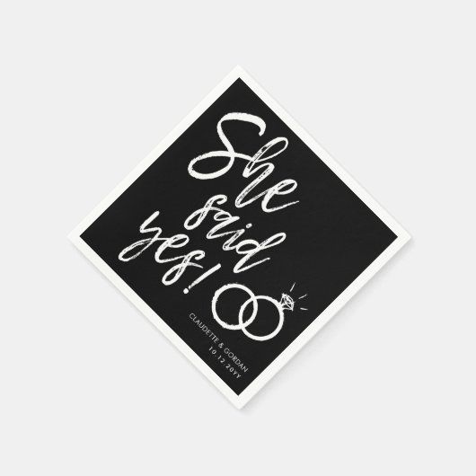 Sie sagte ja! | In-Party-Script schwarz Serviette (Ecke)