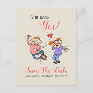 Sie sagte "Ja informell" Save the Date Postkarte