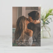 SIE SAGTE JA Kalligrafisches Foto Save the Date (Stehend Vorderseite)