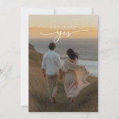 Sie sagte ja Küstenklippe Foto Brautparty Einladung (Vorderseite)