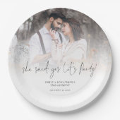 Sie sagte ja Lasse Party Foto Overlay Verlobung Pappteller (Vorderseite)
