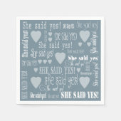 Sie sagte ja, "Medium Blue Engagement Party" Serviette (Vorderseite)