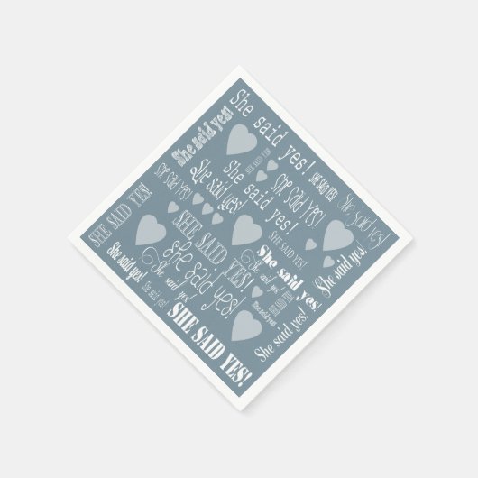 Sie sagte ja, "Medium Blue Engagement Party" Serviette (Ecke)