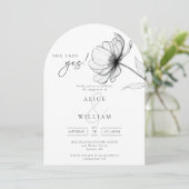 Sie sagte ja Minimal Floral Engagement Party Arch Einladung (Stehend Vorderseite)