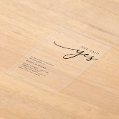 Sie sagte Ja Minimalistische Engagement Partei kla Acryleinladungen (Ablage )