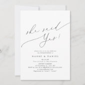 Sie sagte ja Minimalistische moderne Verlobung Einladung (Vorderseite)