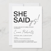 Sie sagte ja, Minimalistisches Brautparty Einladung (Vorderseite)