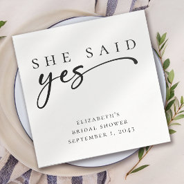 Sie sagte ja Minimalistisches Script-Brautparty Serviette