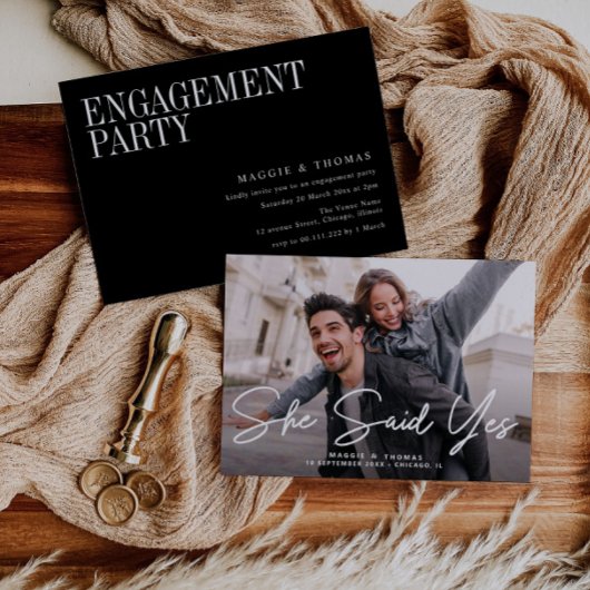 Sie sagte ja, moderne Einladung zur Verlobung von