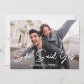 Sie sagte ja, moderne Einladung zur Verlobung von (Rückseite)