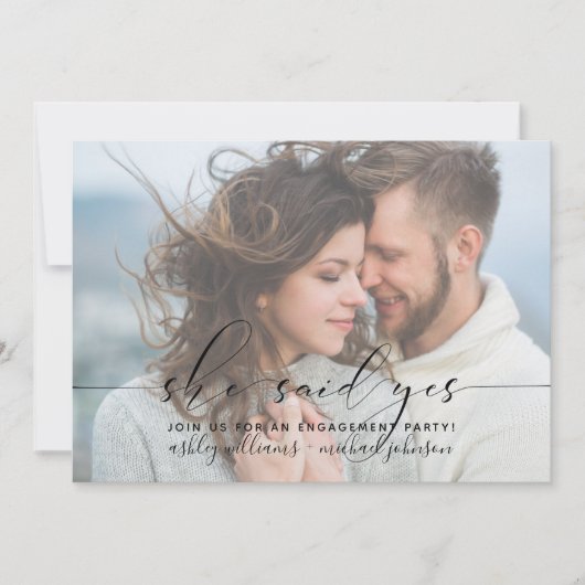 Sie sagte Ja Moderne Engagement Partei einladen Einladung (Vorderseite)