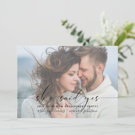 Sie sagte Ja Moderne Engagement Partei einladen Einladung (Stehend Vorderseite)