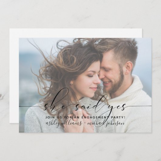 Sie sagte Ja Moderne Engagement Partei einladen Einladung (Vorne/Hinten)