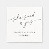 Sie sagte ja, moderne Engagement Partei Napkins Serviette (Vorderseite)