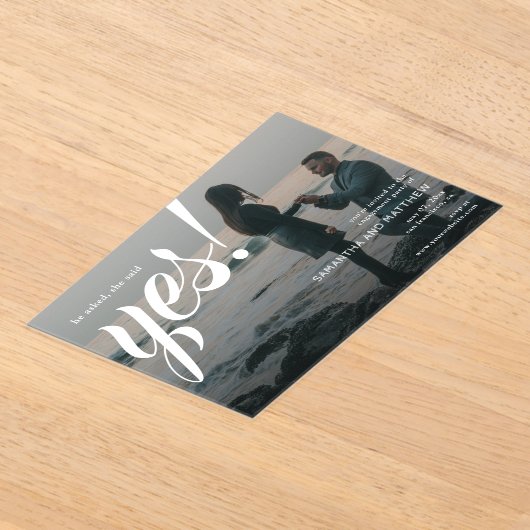 Sie sagte Ja Moderne Rustikale Engagement Partei Acryleinladungen (Ablage )